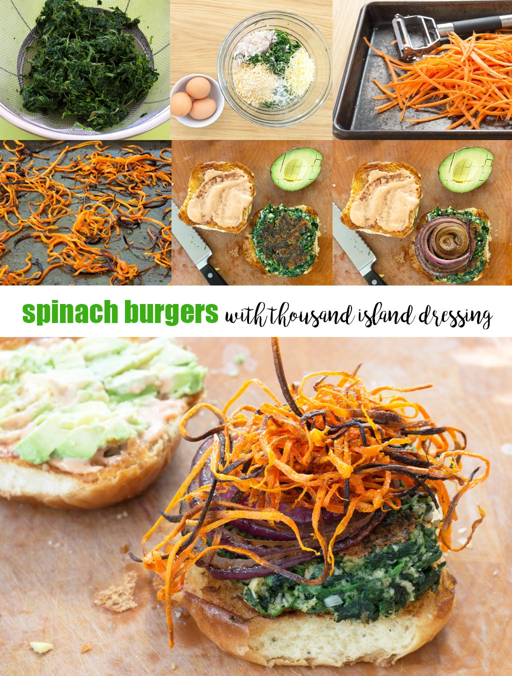 step by step photos for how to make spinach burgers