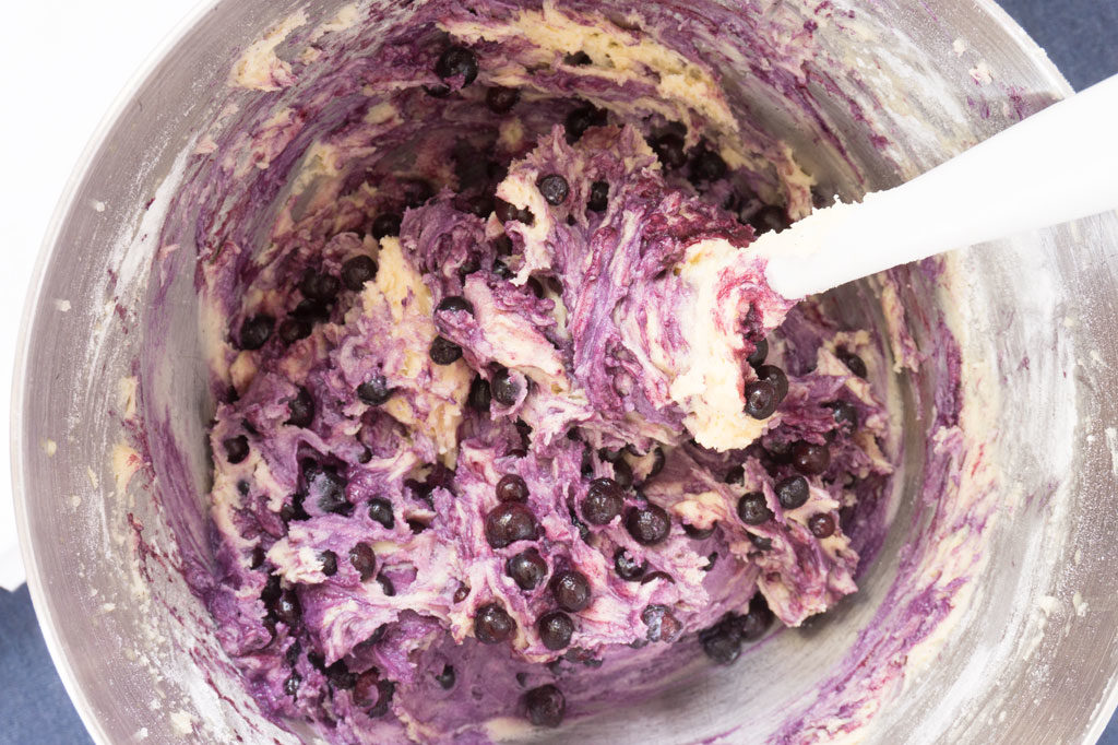 Cake Batter with Blueberries swirled