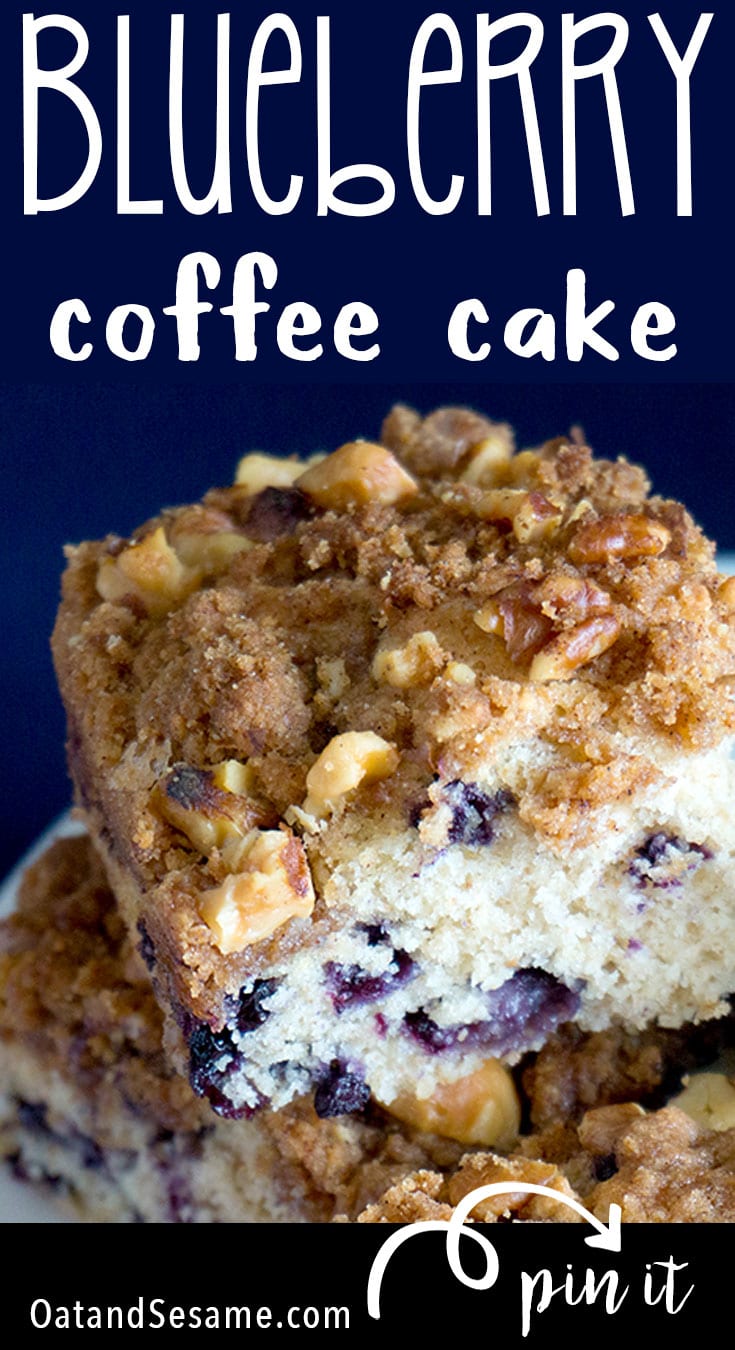 Square of blueberry crumble coffee cake