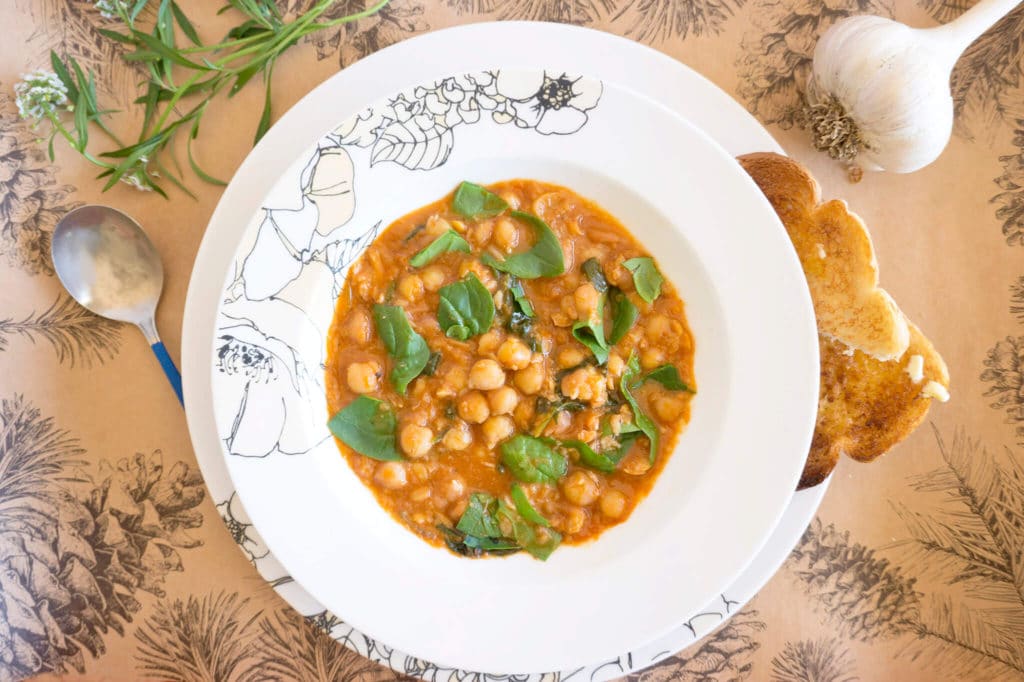 Spanish Style Chickpea Spinach Stew