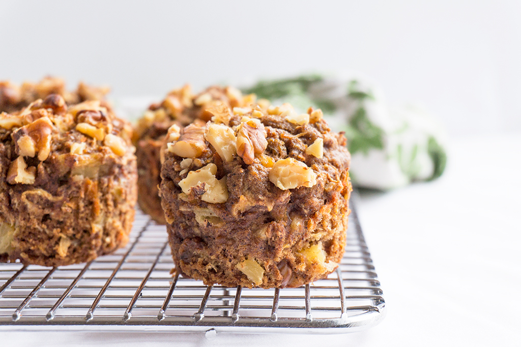 healthy morning glory muffins on rack