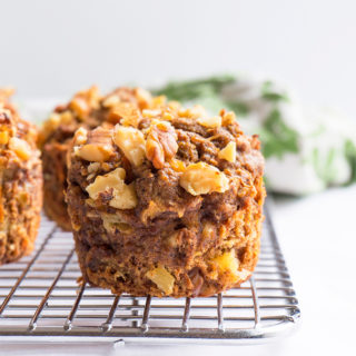 muffin with walnuts on cooling rack