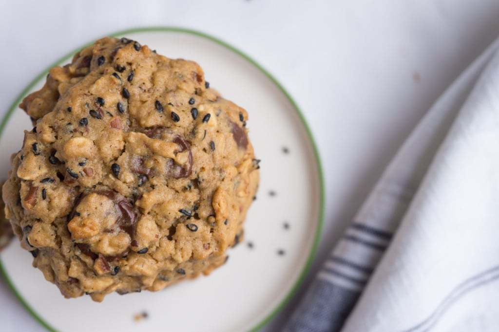 Oat & Sesame Chocolate Chip Cookies overhead