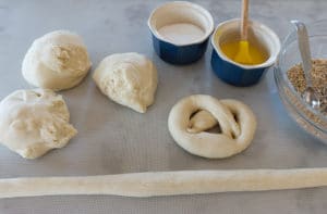 Everything Bagel Pretzel - shaping dough into pretzels