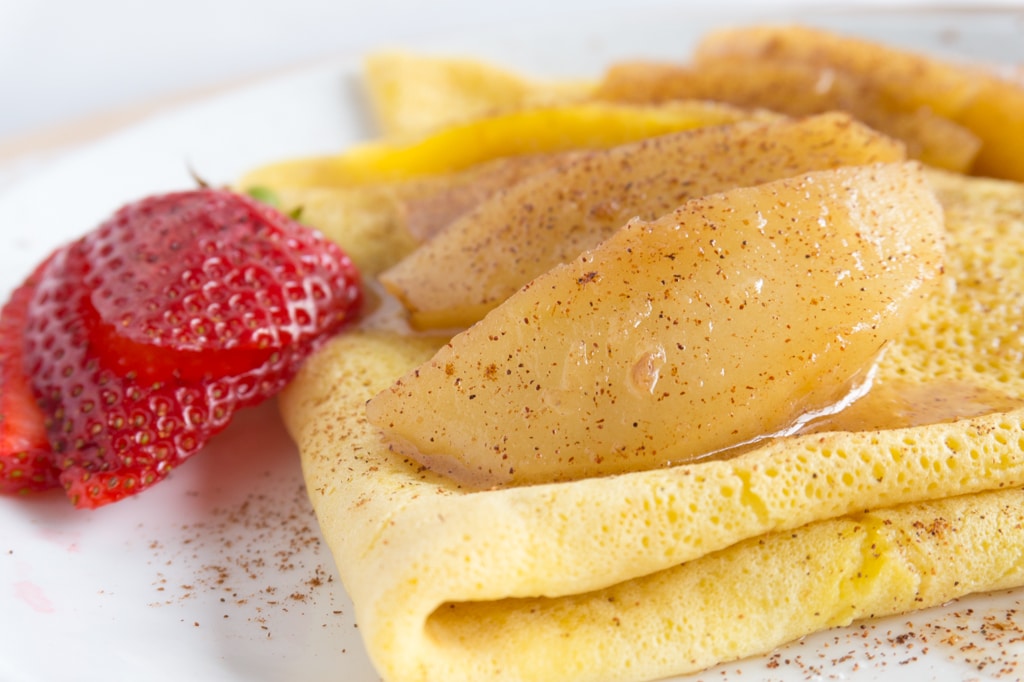 French Crepes folded on plate - close up