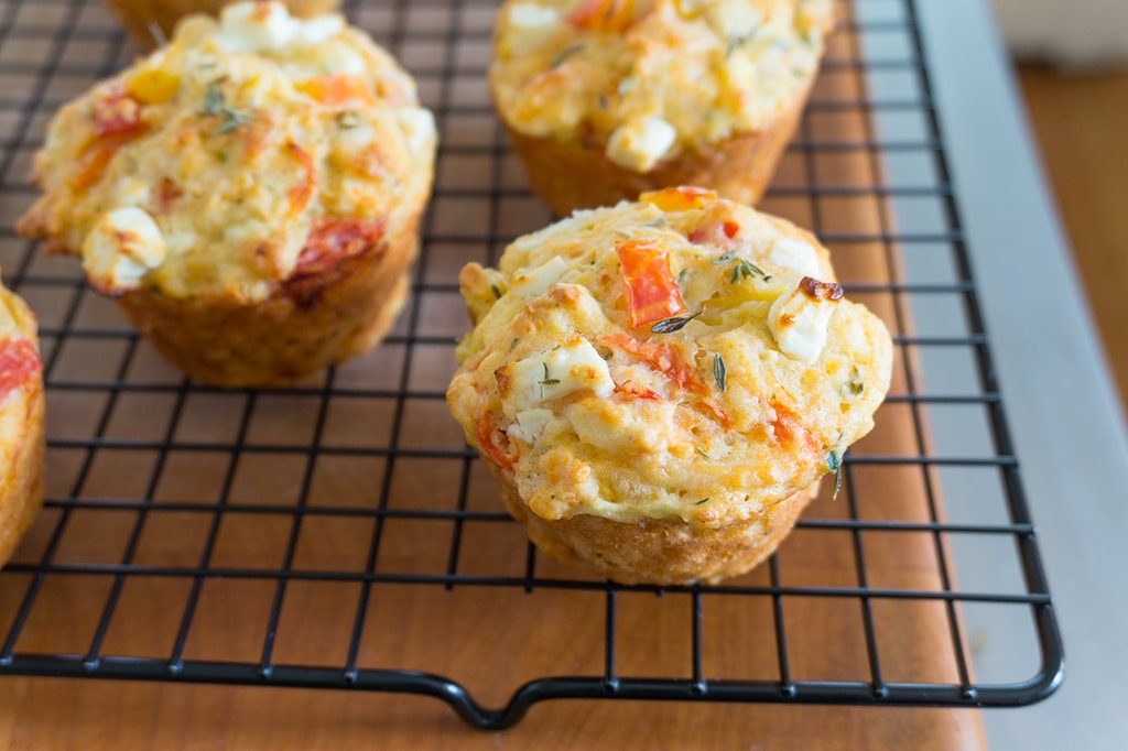 Savory Zucchini Muffins with Feta and Tomatoes - Oat&amp;Sesame