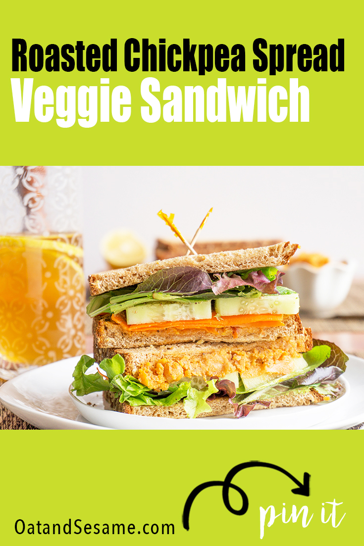 Chickpea spread on veggie sandwich