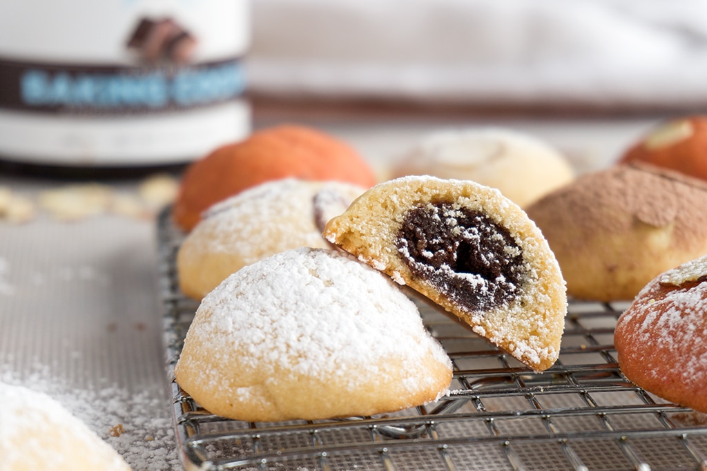 Chocolate Almond Pillow Cookies - on cooling rack