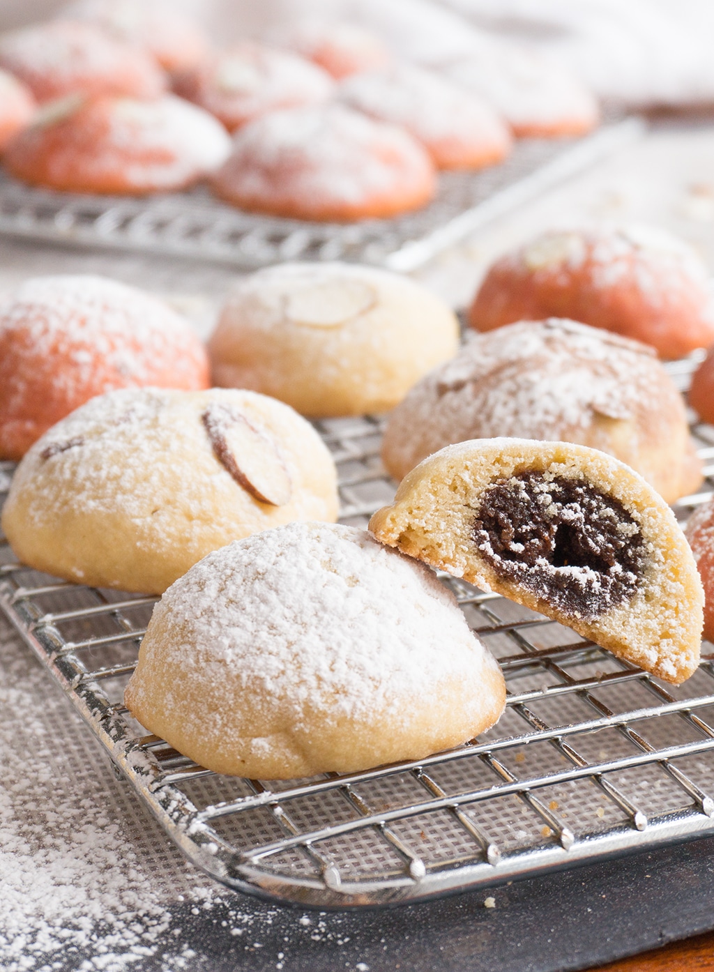 Chocolate Almond Pillow Cookies