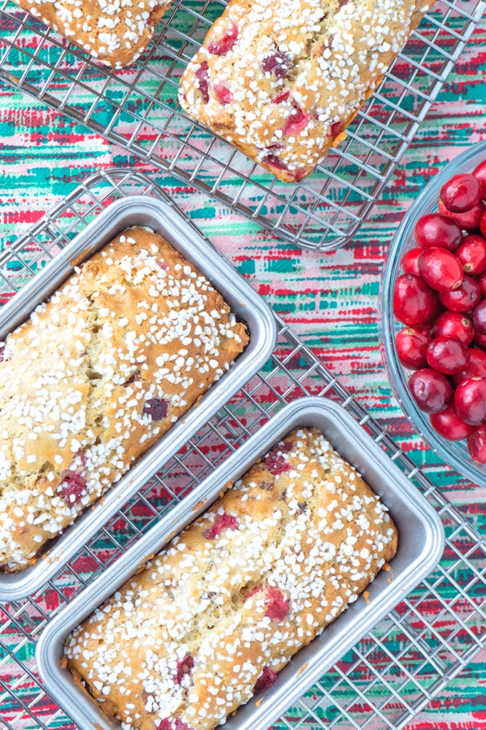 cranberry walnut bread loaves overhead