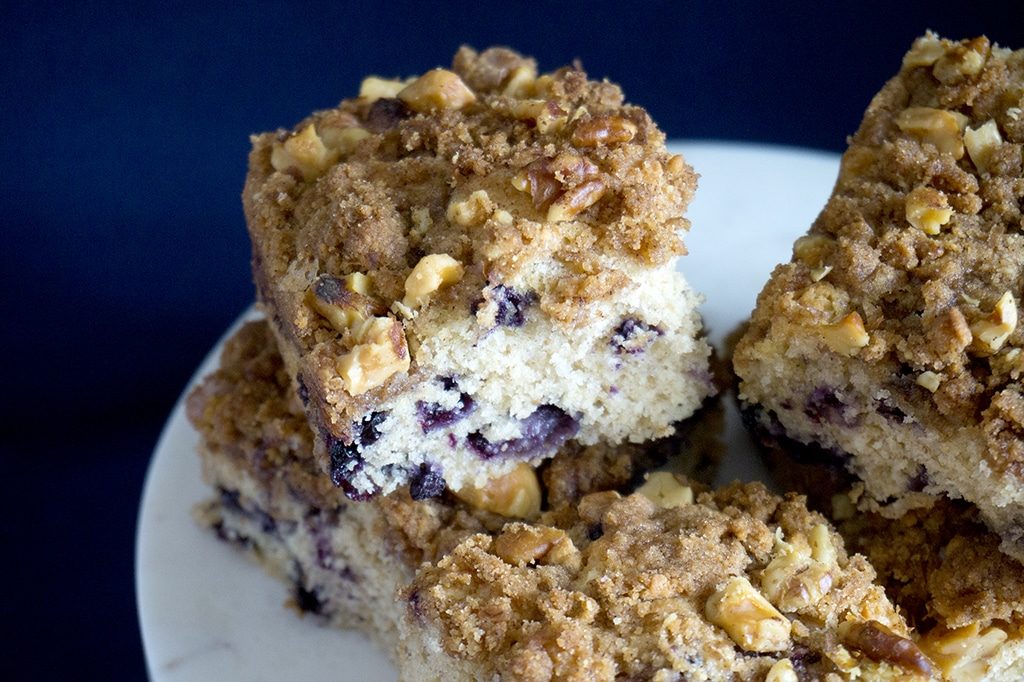 squares of blueberry coffee cake
