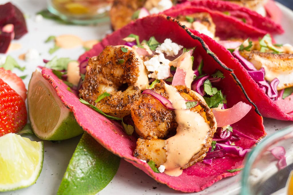 Pink Shrimp Tacos