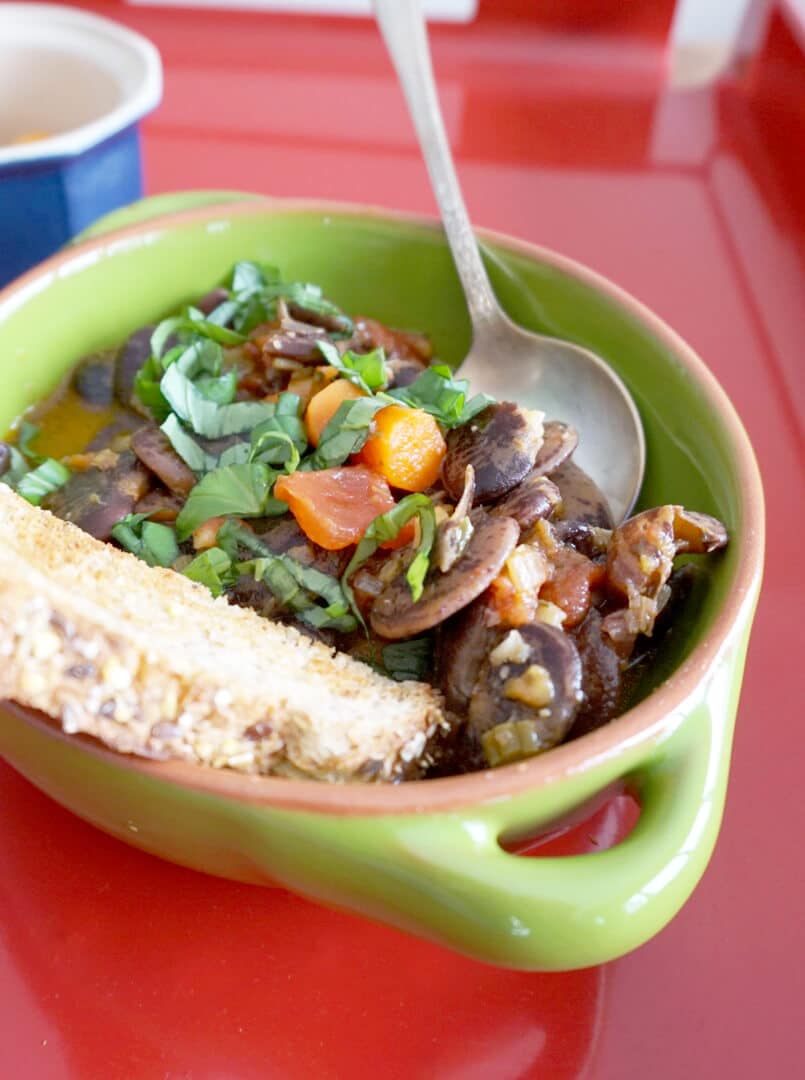 Christmas Lima Beans in bean soup with bread