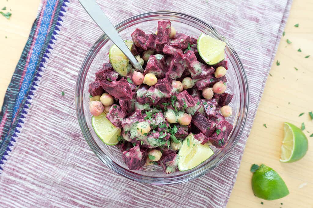 Beet & Chickpea Salad with Coconut Lime Dressing | Recipe at OatandSesame.com