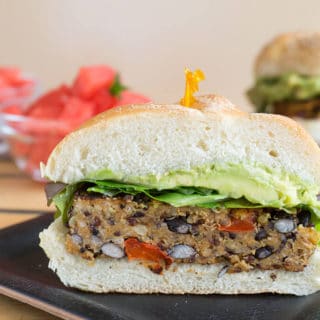 quinoa burger cut in half