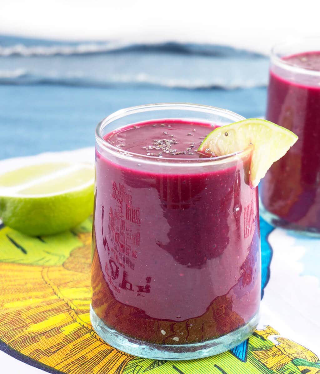 Cherry Lime Beet Smoothie in a glass