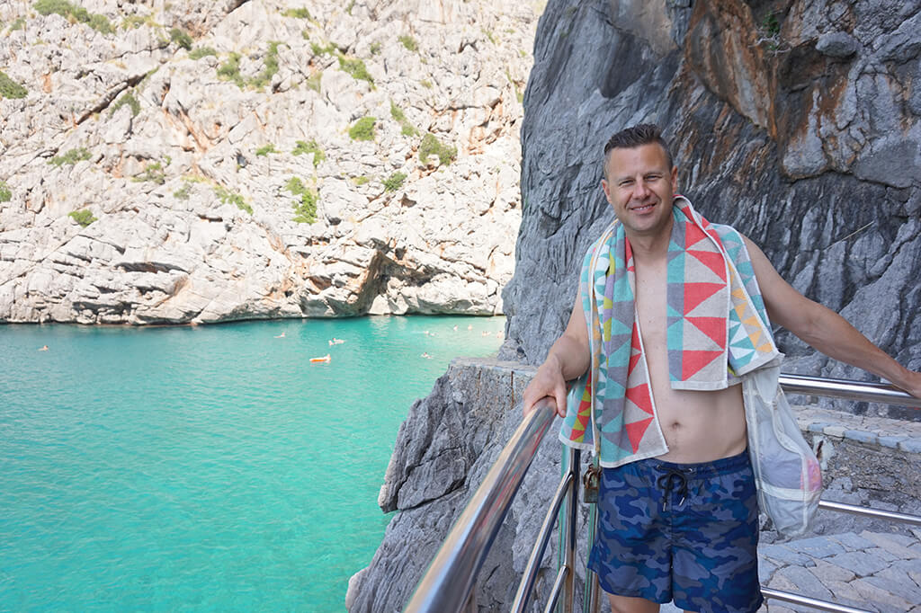 Electric blue water of Torrent de Pareis