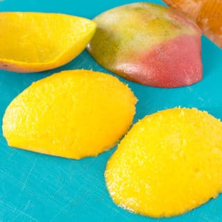 perfectly peeled mango halves