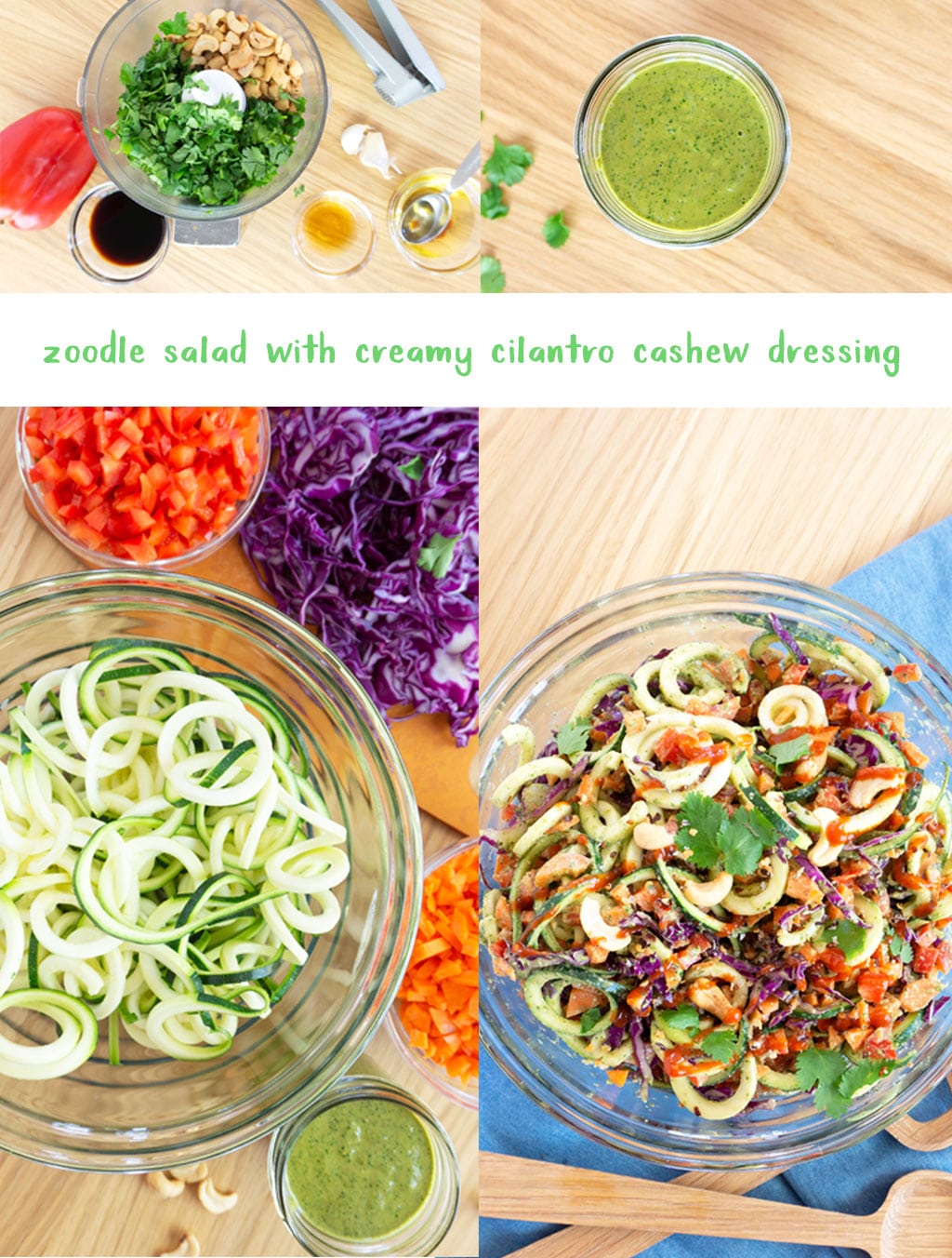 step by step photos for how to make zoodle salad