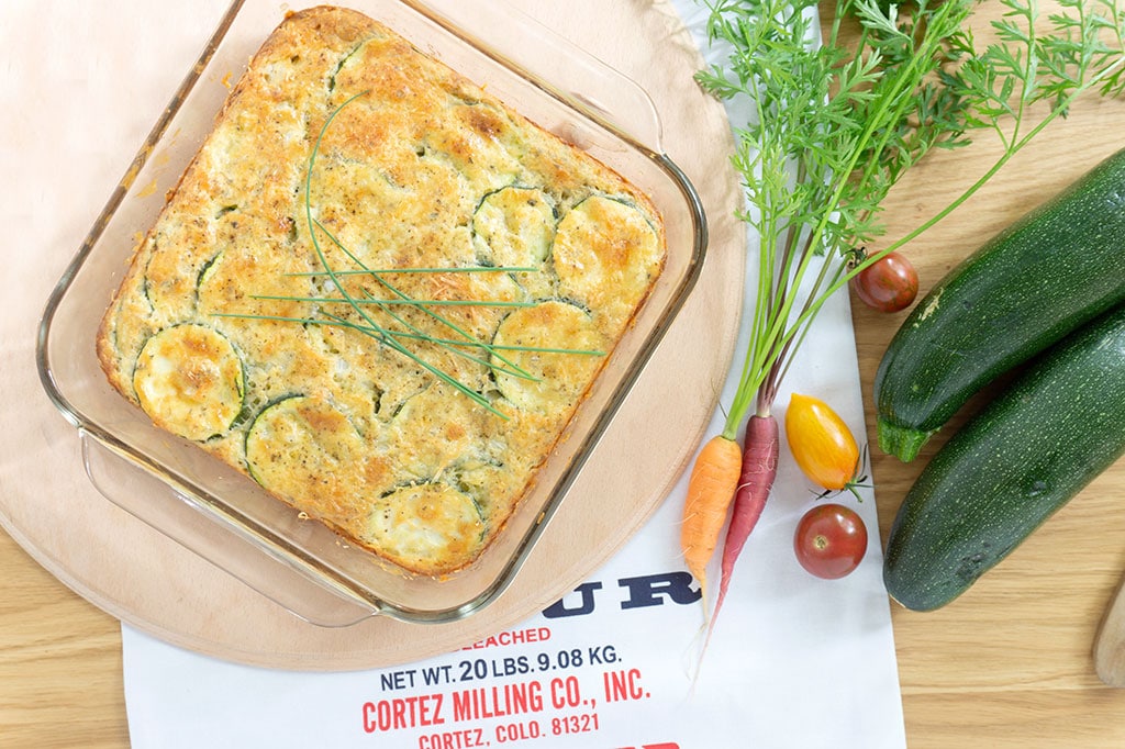 Baked Zucchini Pie in Glass Dish