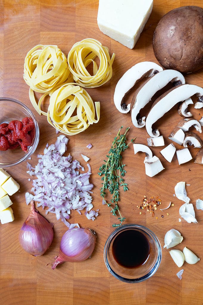 ingredients for Portabella Mushroom Pasta