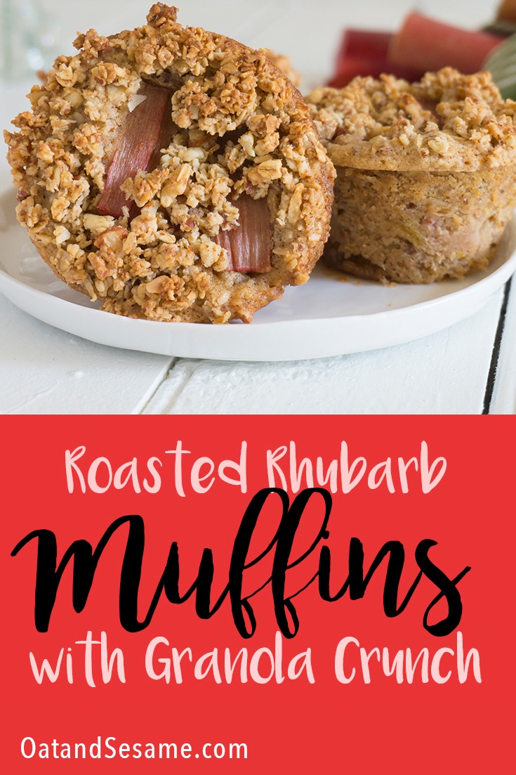rhubarb muffin in pan