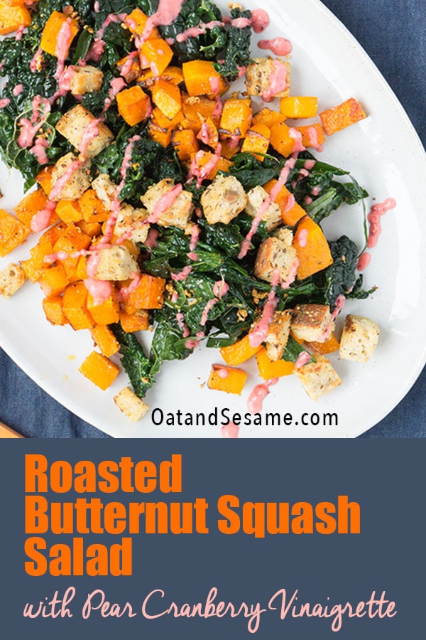 Butternut Squash Salad with Kale and Pink Dressing