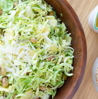raw brussels sprouts salad close up